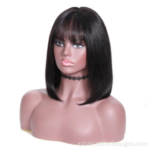2021 hot sale cheap human hair short cut straight raw human hair straight 4*4 lace closure bob wig